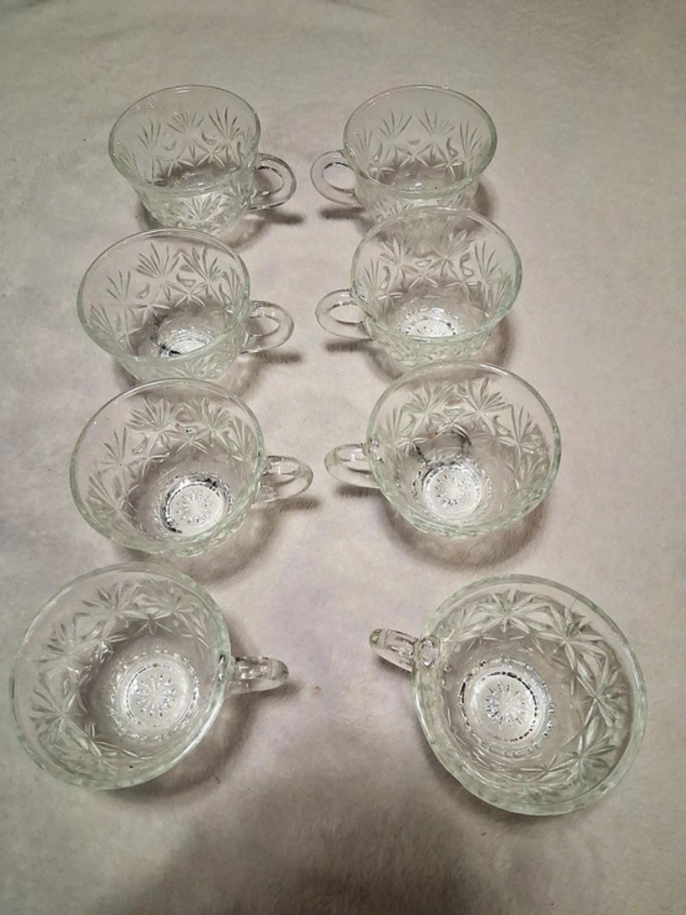 Vintage Cut Glass Cups Set of 8 Clear